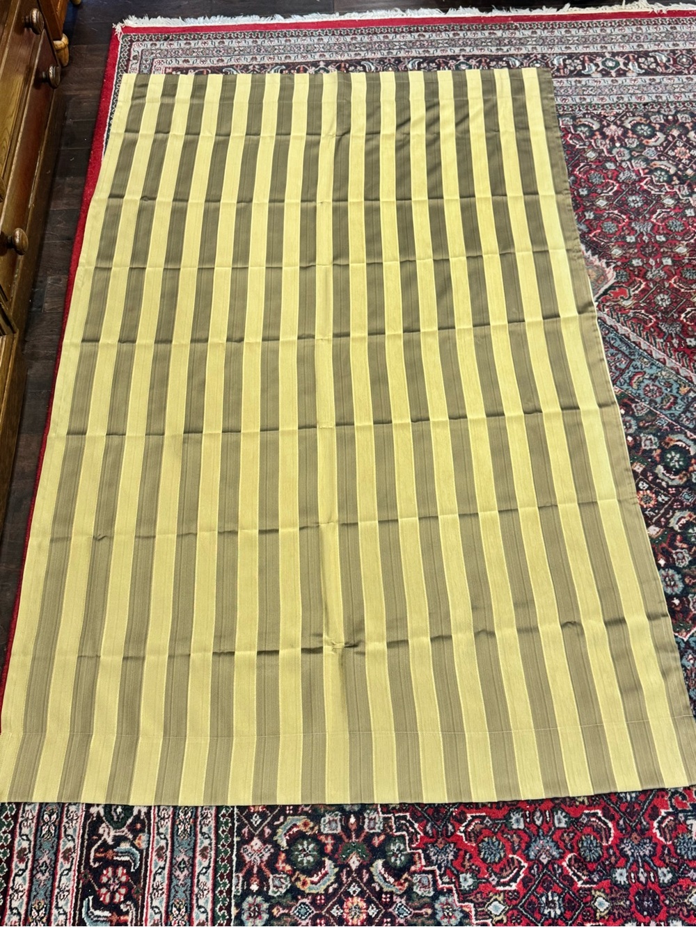 Two Yellow and Gold striped  curtain panels